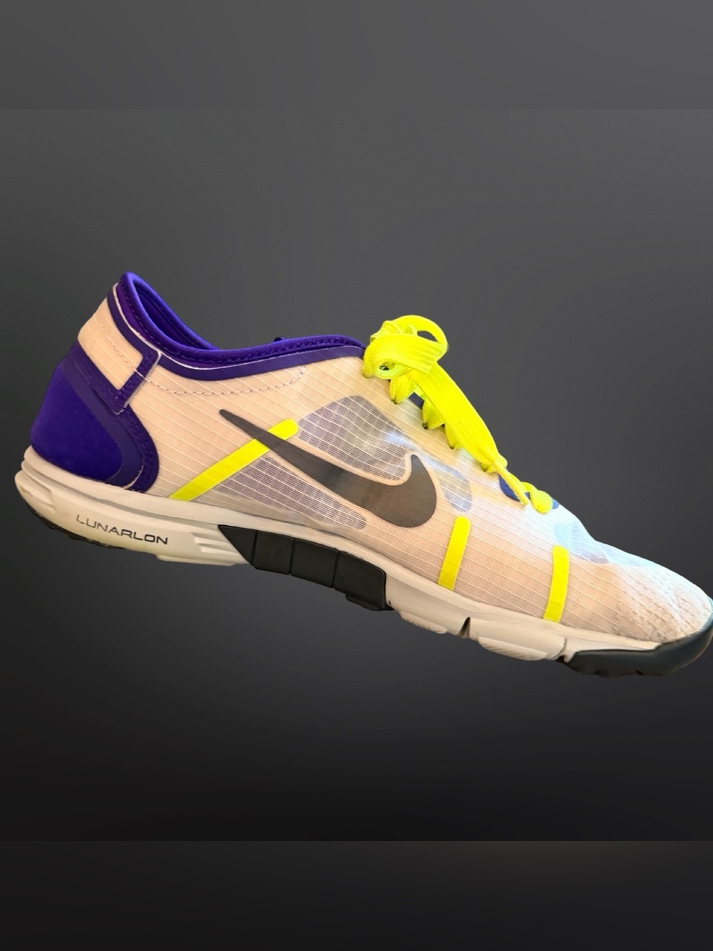 Nike Lunar Element Sneakers White Purple Neon Yellow Women’s 9